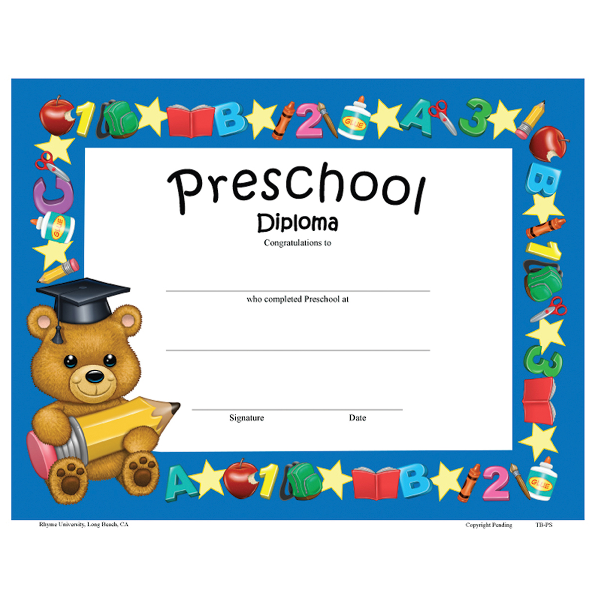 8-5-x-11-in-teddy-bear-preschool-diploma-rhyme-university