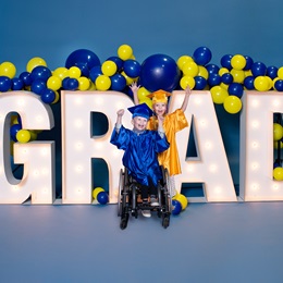 Light-up Grad Marquee Letters Kit - Blue and Yellow Balloons