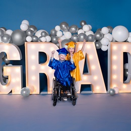 Light-up Grad Marquee Letters Kit - Silver and White Balloons