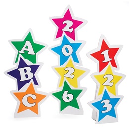 ABC, 2026, and 123 Outline Star Stage Props Set