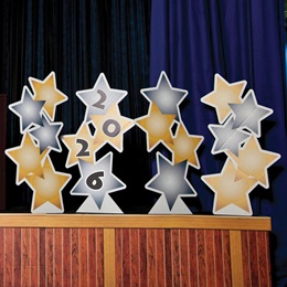 Gold and Silver Stars Stage Prop Set, 53 Inches High