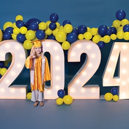 Light-up Year Marquee Numbers Kit - Blue and Yellow Balloons