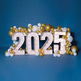 Light-up Year Marquee Numbers Kit - Gold and White Balloons