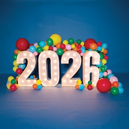 Light-up 2025 Marquee Numbers Kit with Multi-Color Balloons, 6 Feet High