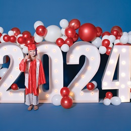Light-up Year Marquee Numbers Kit - Red and White Balloons
