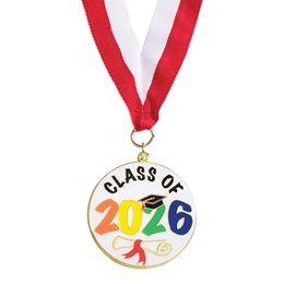 2 inch diameter Class of 2026 Enamel Medallion with Neck Ribbon