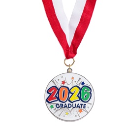 2 inch Diameter 2026 Graduate Superhero Medallion with Neck Strap